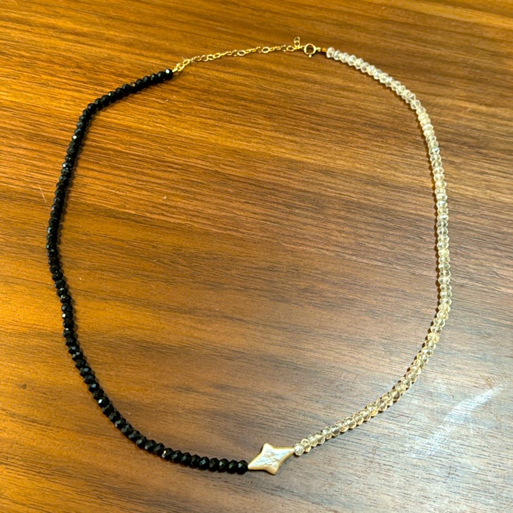 Black Spinel & Moonstone Choker with Baroque Pearl